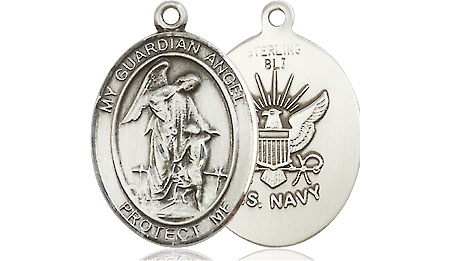 Sterling Silver Guardian Angel Navy Medal