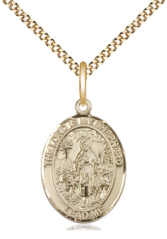 14kt Gold Filled Lord Is My Shepherd Pendant on a 18 inch Gold Plate Light Curb chain