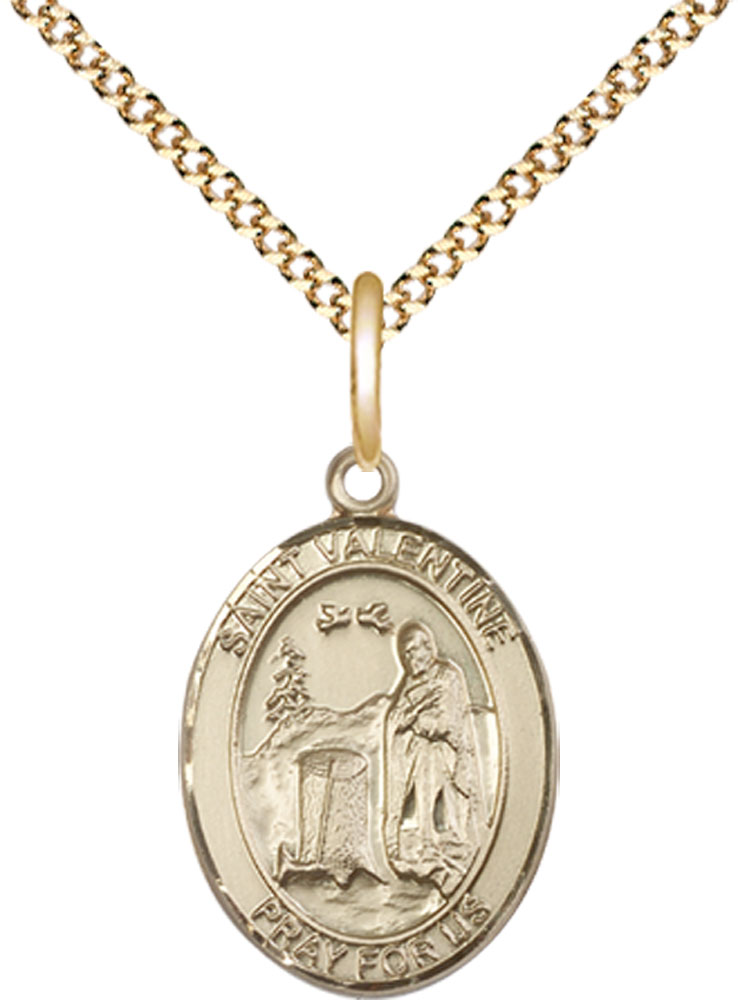 14kt Gold Filled Saint Valentine of Rome Pendant on a 18 inch Gold Plate Light Curb chain