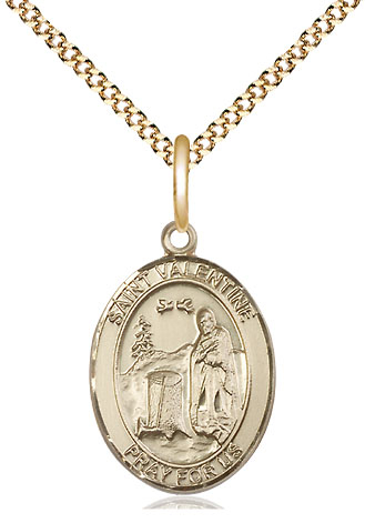 14kt Gold Filled Saint Valentine of Rome Pendant on a 18 inch Gold Plate Light Curb chain