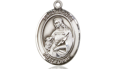 Sterling Silver Saint Agnes of Rome Medal - With Box