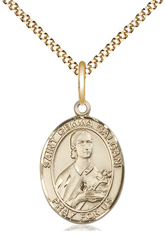 14kt Gold Filled Saint Gemma Galgani Pendant on a 18 inch Gold Plate Light Curb chain