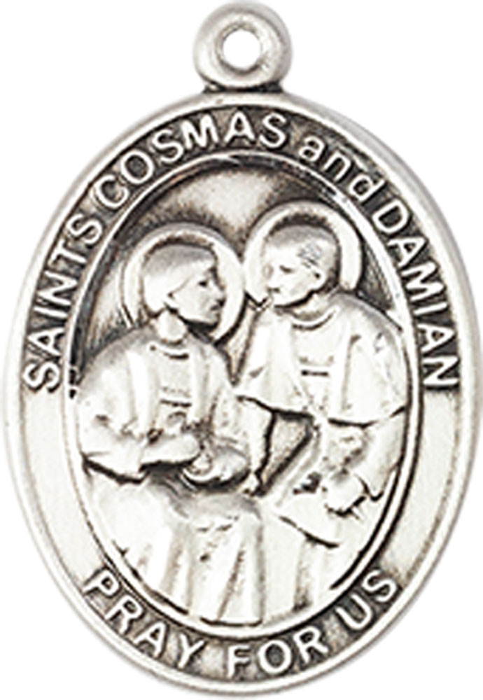 Sterling Silver Saints Cosmas &amp; Damian Medal