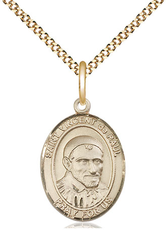 14kt Gold Filled Saint Vincent de Paul Pendant on a 18 inch Gold Plate Light Curb chain