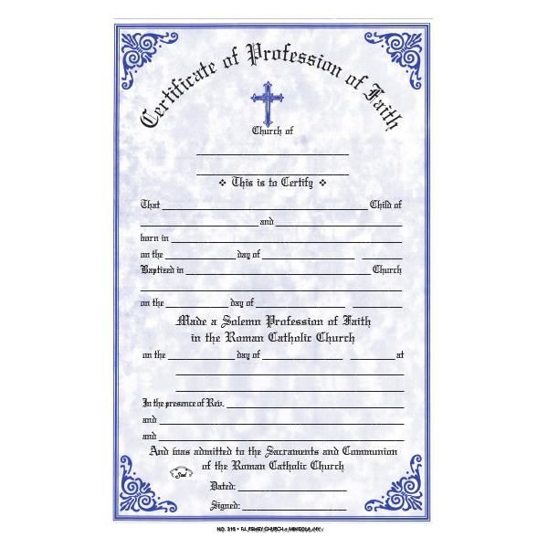 Certificate of Profession of Faith