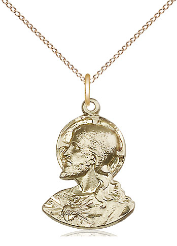 14kt Gold Filled Head of Christ Pendant on a 18 inch Gold Filled Light Curb chain