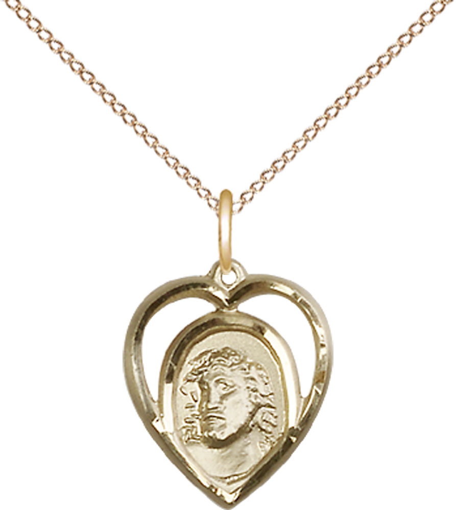 14kt Gold Filled Ecce Homo Pendant on a 18 inch Gold Filled Light Curb chain