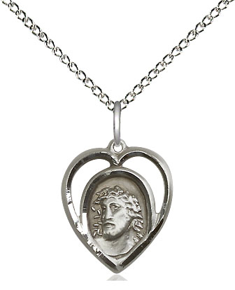 Sterling Silver Ecce Homo Pendant on a 18 inch Sterling Silver Light Curb chain