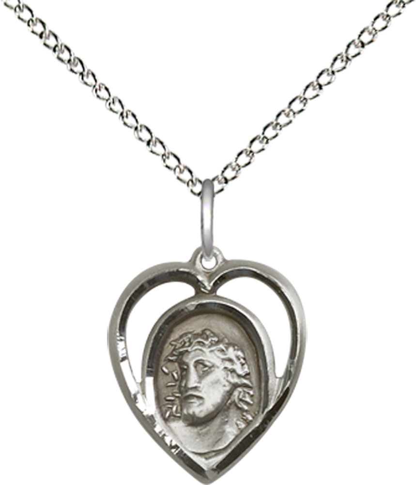 Sterling Silver Ecce Homo Pendant on a 18 inch Sterling Silver Light Curb chain