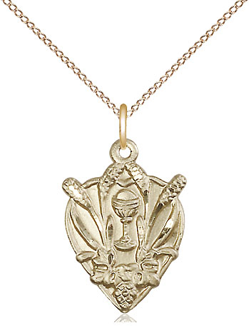 14kt Gold Filled Communion Pendant on a 18 inch Gold Filled Light Curb chain