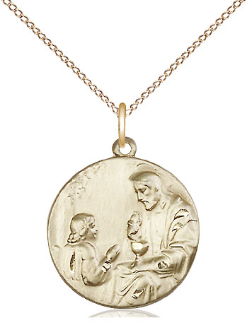 14kt Gold Filled Christ &amp; Child Pendant on a 18 inch Gold Filled Light Curb chain