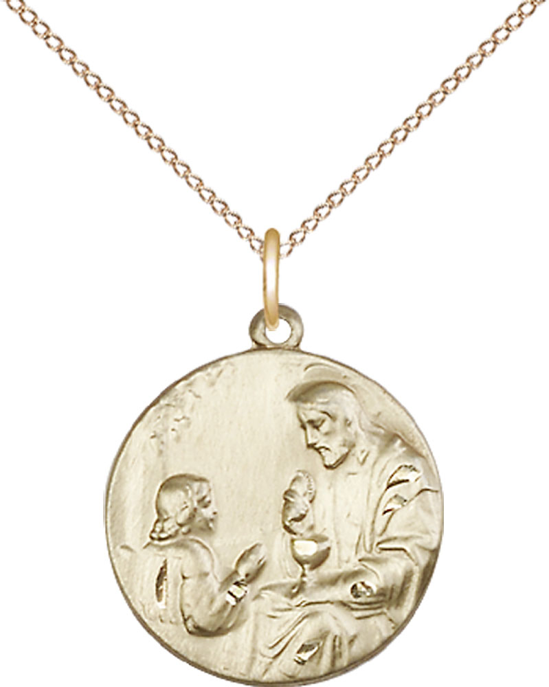 14kt Gold Filled Christ &amp; Child Pendant on a 18 inch Gold Filled Light Curb chain