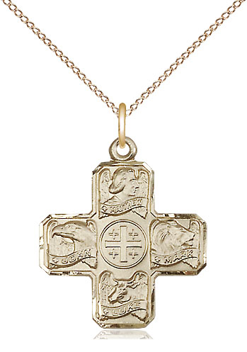 14kt Gold Filled Evangelist Pendant on a 18 inch Gold Filled Light Curb chain