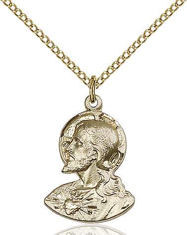 14kt Gold Filled Head of Christ Pendant on a 18 inch Gold Filled Light Curb chain