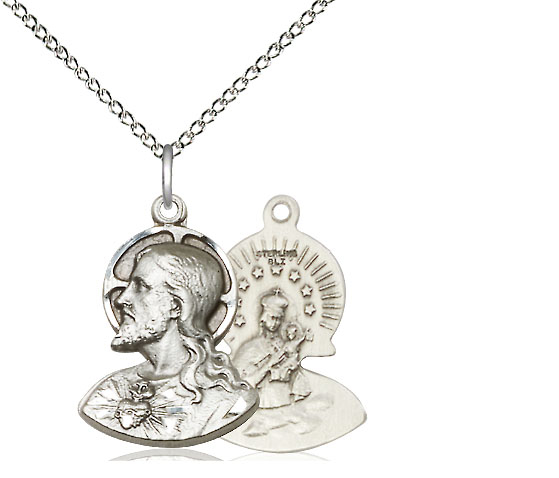 Sterling Silver Head of Christ Pendant on a 18 inch Sterling Silver Light Curb chain