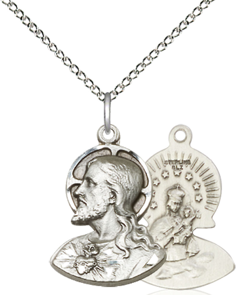 Sterling Silver Head of Christ Pendant on a 18 inch Sterling Silver Light Curb chain