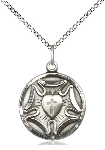 Sterling Silver Lutheran Pendant on a 18 inch Sterling Silver Light Curb chain