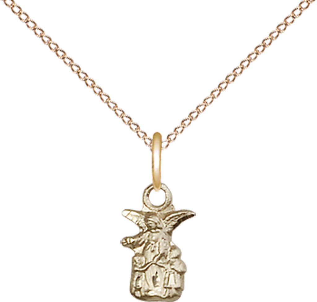 14kt Gold Filled Littlest Angel Pendant on a 18 inch Gold Filled Light Curb chain