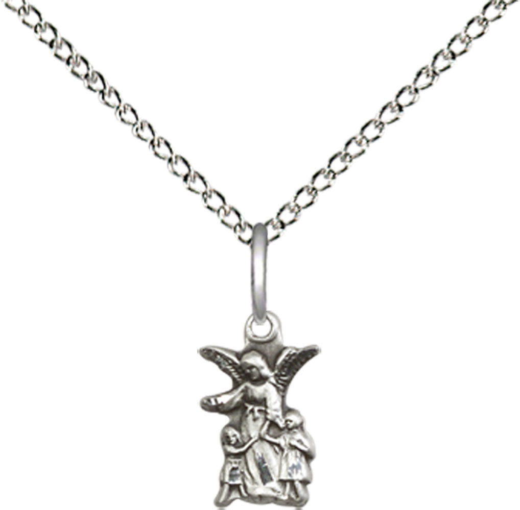 Sterling Silver Littlest Angel Pendant on a 18 inch Sterling Silver Light Curb chain