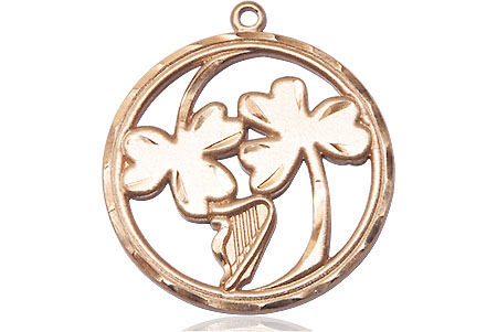 14kt Gold Irish Shamrock Harp Medal