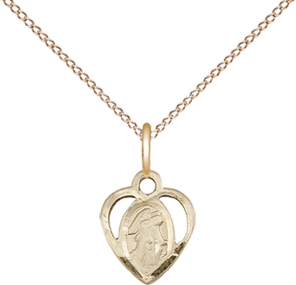 14kt Gold Filled Guardian Angel Pendant on a 18 inch Gold Filled Light Curb chain