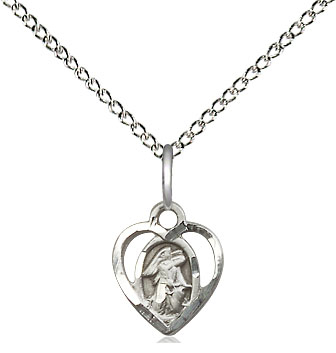 Sterling Silver Guardian Angel Pendant on a 18 inch Sterling Silver Light Curb chain