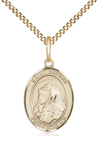 14kt Gold Filled Saint Bruno Pendant on a 18 inch Gold Plate Light Curb chain