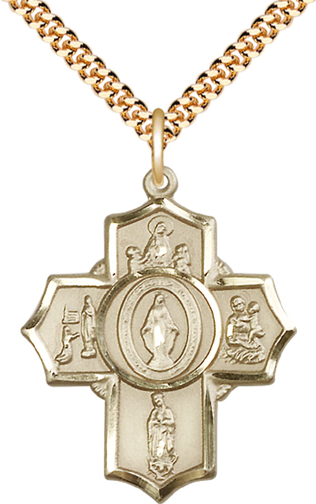 14kt Gold Filled Apparitions Pendant on a 24 inch Gold Plate Heavy Curb chain