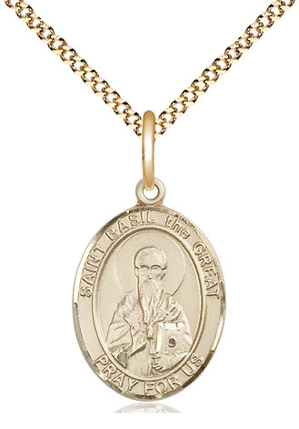 14kt Gold Filled Saint Basil the Great Pendant on a 18 inch Gold Plate Light Curb chain