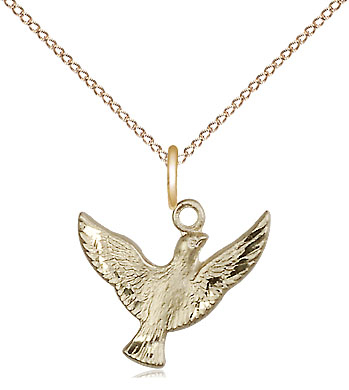 14kt Gold Filled Holy Spirit Pendant on a 18 inch Gold Filled Light Curb chain