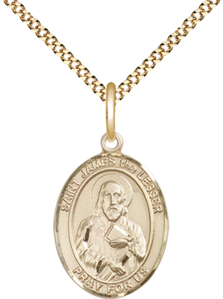 14kt Gold Filled Saint James the Lesser Pendant on a 18 inch Gold Plate Light Curb chain
