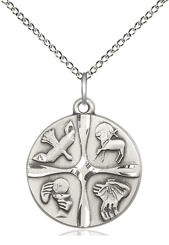 Sterling Silver Christian Life Pendant on a 18 inch Sterling Silver Light Curb chain