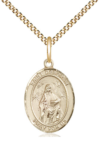 14kt Gold Filled Saint Deborah Pendant on a 18 inch Gold Plate Light Curb chain