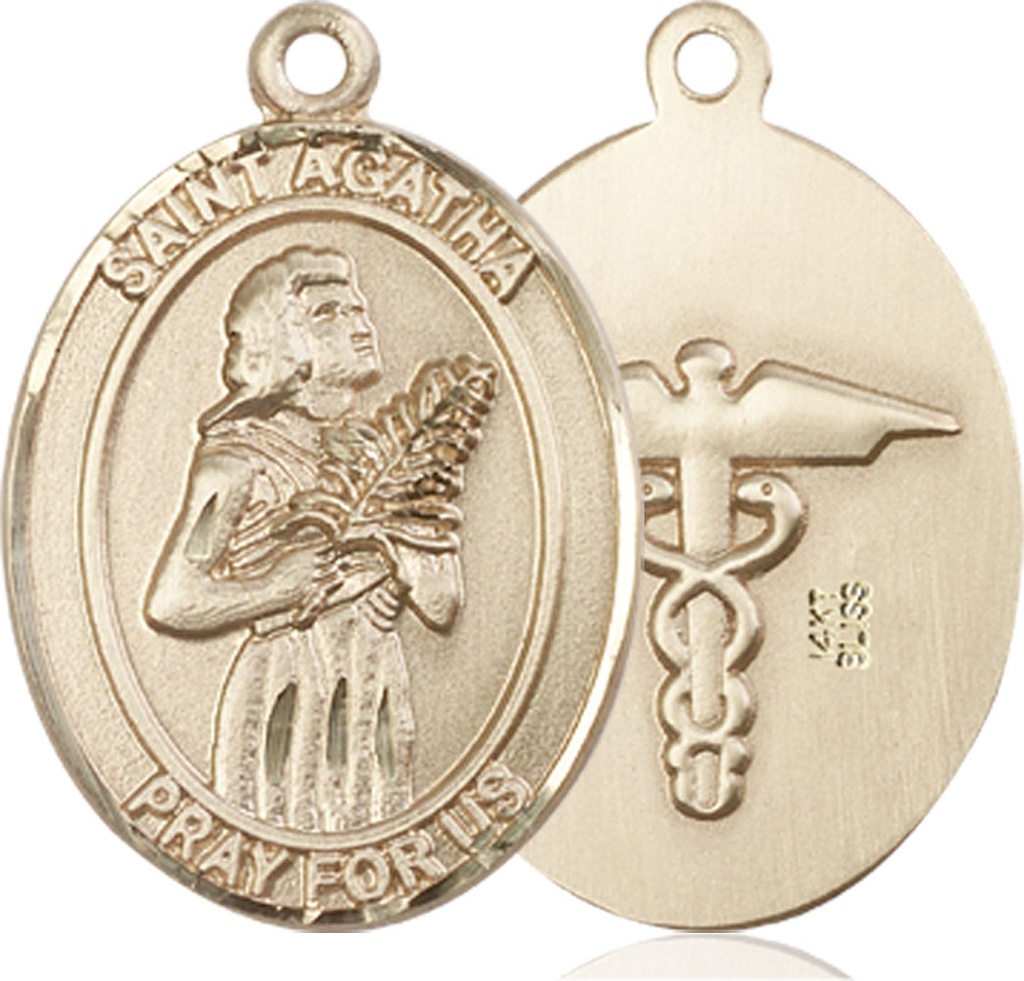14kt Gold Saint Agatha Nurse Medal