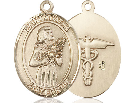 14kt Gold Saint Agatha Nurse Medal