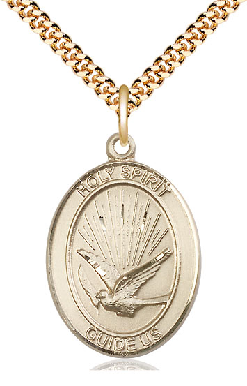 14kt Gold Filled Holy Spirit Pendant on a 24 inch Gold Plate Heavy Curb chain