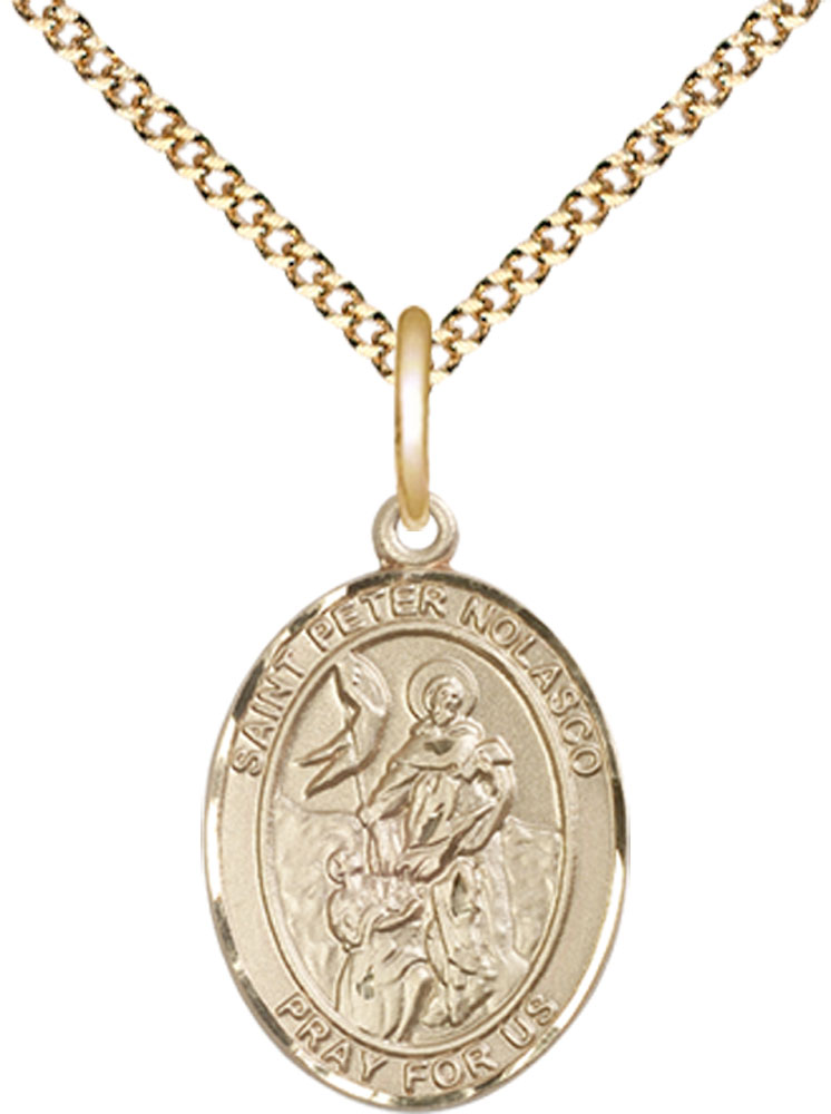 14kt Gold Filled Saint Peter Nolasco Pendant on a 18 inch Gold Plate Light Curb chain