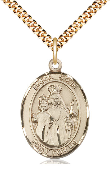 14kt Gold Filled Maria Stein Pendant on a 24 inch Gold Plate Heavy Curb chain