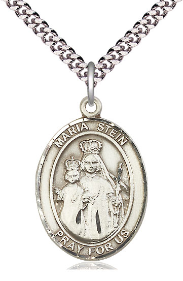 Sterling Silver Maria Stein Pendant on a 24 inch Light Rhodium Heavy Curb chain