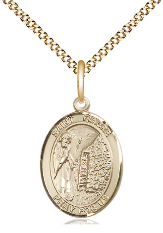 14kt Gold Filled Saint Fiacre Pendant on a 18 inch Gold Plate Light Curb chain