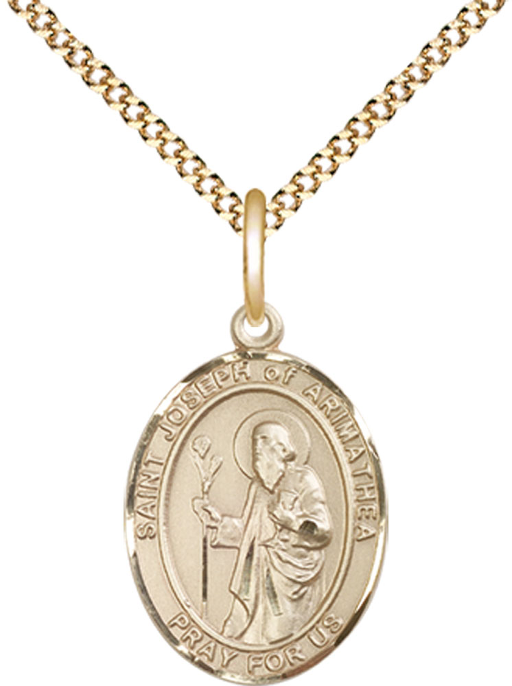 14kt Gold Filled Saint Joseph of Arimathea Pendant on a 18 inch Gold Plate Light Curb chain