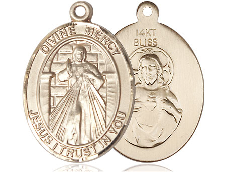 14kt Gold Divine Mercy Medal