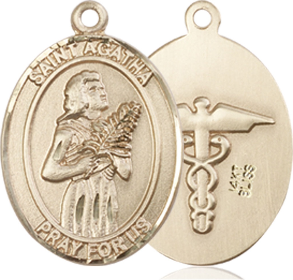 14kt Gold Saint Agatha Nurse Medal