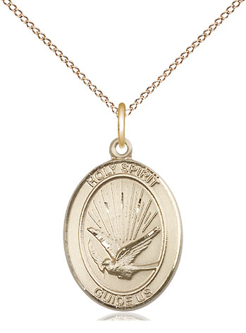 14kt Gold Filled Holy Spirit Pendant on a 18 inch Gold Filled Light Curb chain