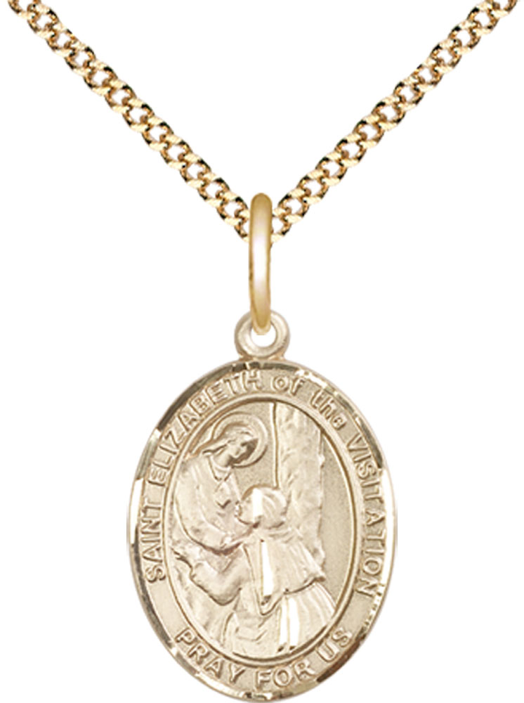 14kt Gold Filled Saint Elizabeth of the Visitation Pendant on a 18 inch Gold Plate Light Curb chain