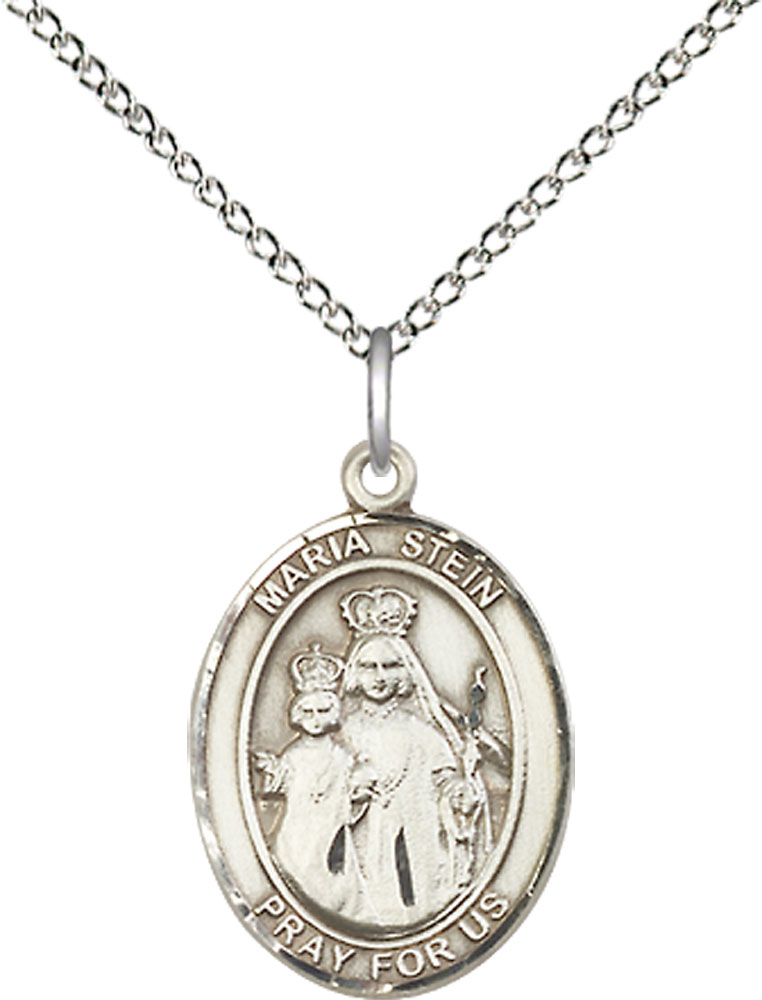 Sterling Silver Maria Stein Pendant on a 18 inch Sterling Silver Light Curb chain