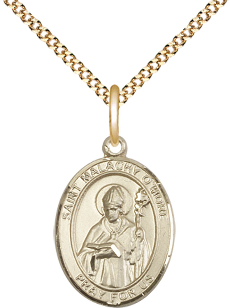 14kt Gold Filled Saint Malachy O'More Pendant on a 18 inch Gold Plate Light Curb chain