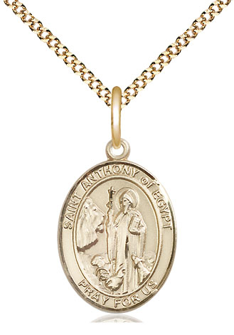 14kt Gold Filled Saint Anthony of Egypt Pendant on a 18 inch Gold Plate Light Curb chain