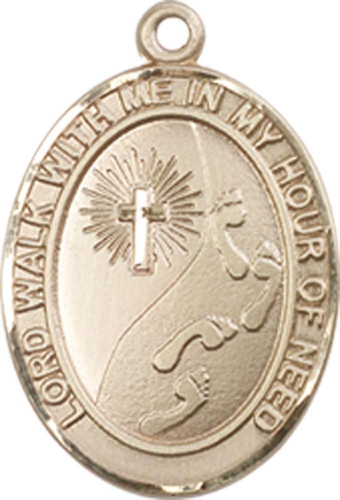 14kt Gold Footprints Cross Medal