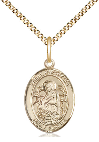 14kt Gold Filled Saint Christina the Astonishing Pendant on a 18 inch Gold Plate Light Curb chain